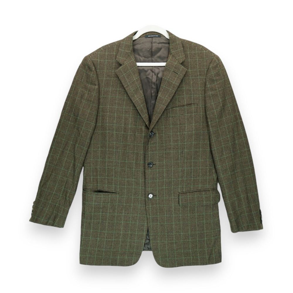 Caruso Wool/Cashmere Blend Sport Coat‎ Size 52 / L ~ Gingham Hand Made in Italy